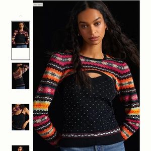Anthropologie Maeve Abstract Sweater Shrug Set